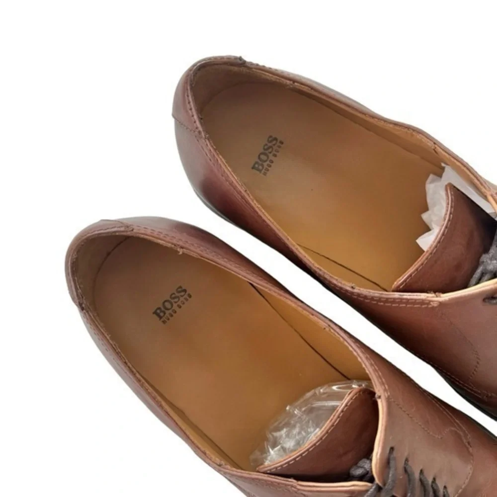 Hugo Boss Kensington Medium Brown Leather Derby Shoes Size 11‎